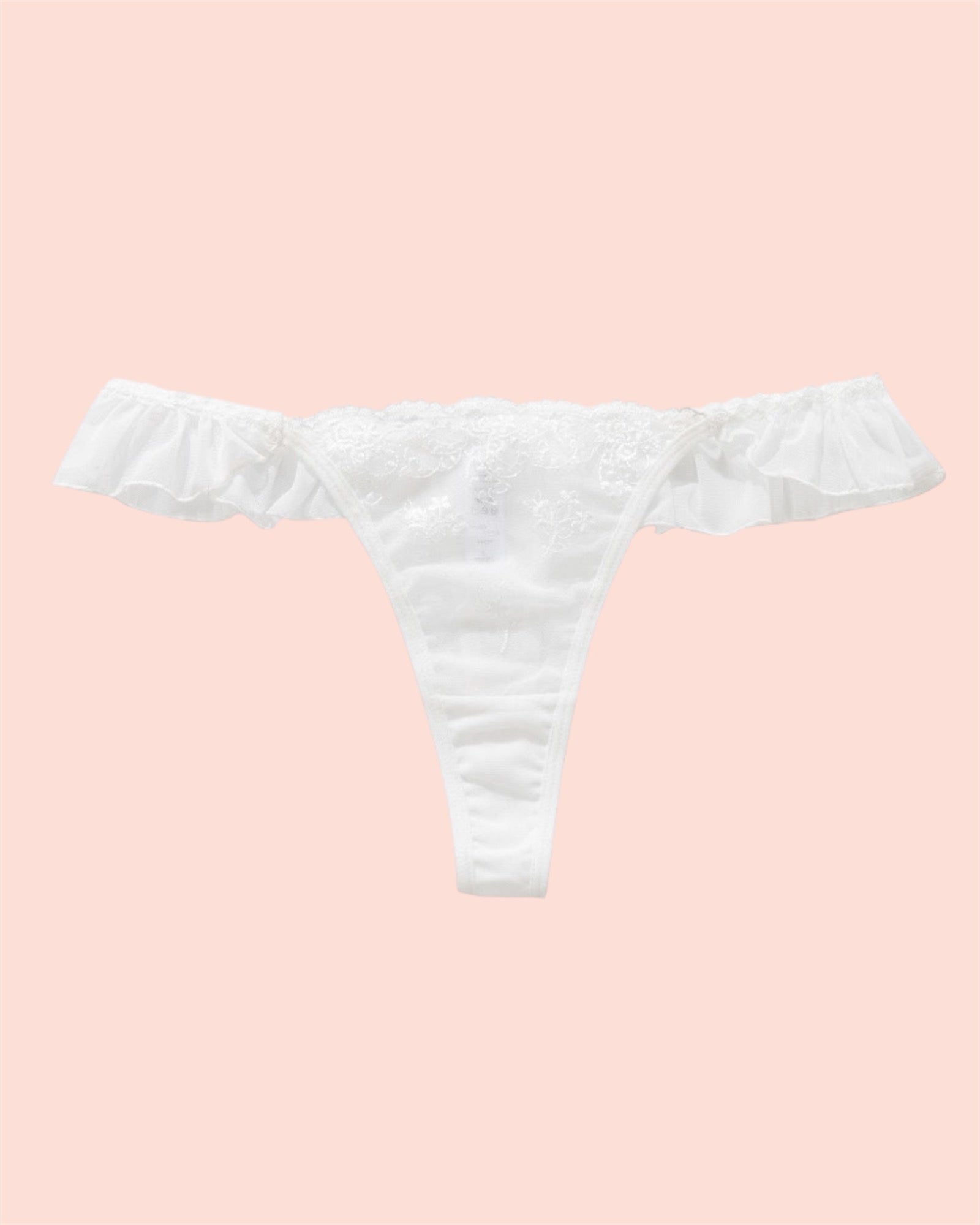 Milanblocks Coquette Lace Thong with Ruffled Edges
