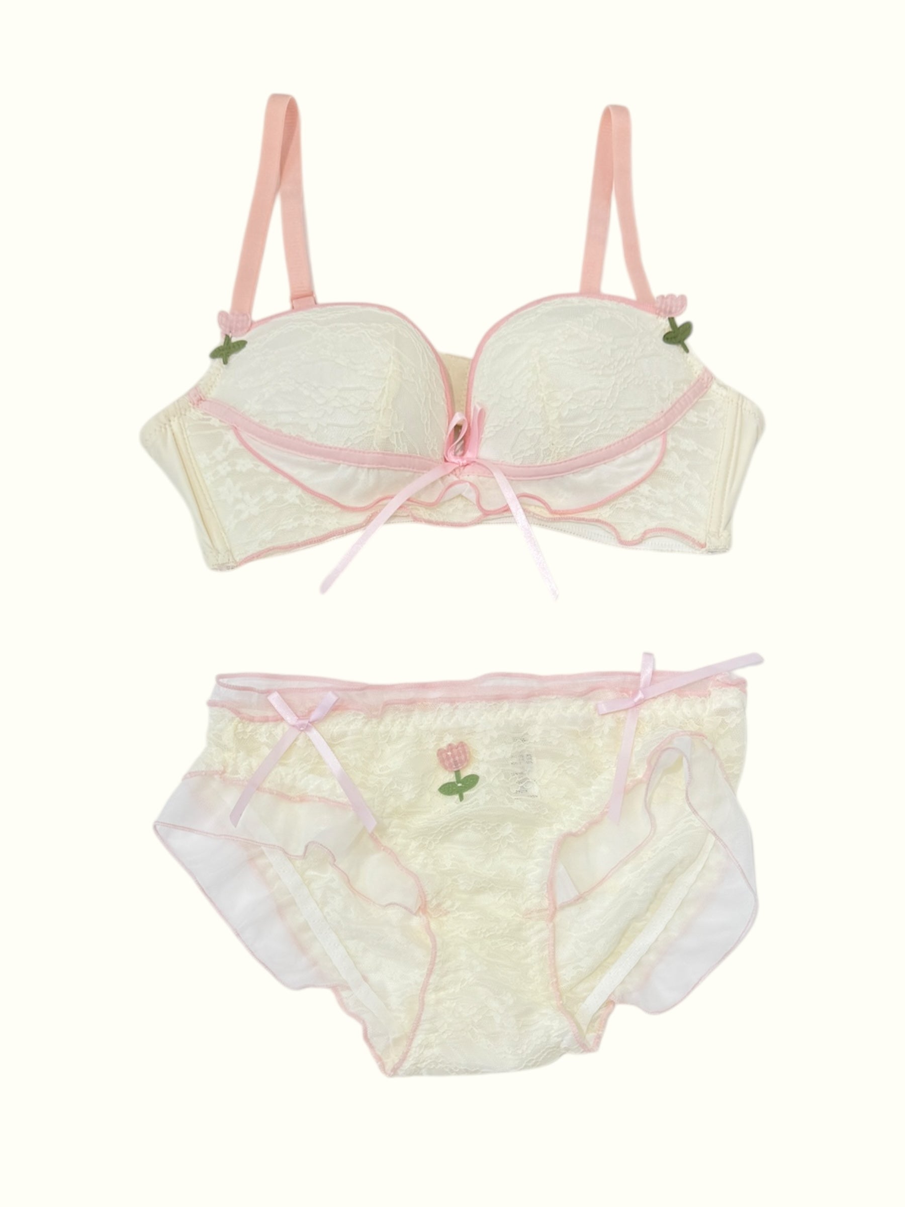 Milanblocks Coquette Matching Floral Embroidered Lace Lingerie Set