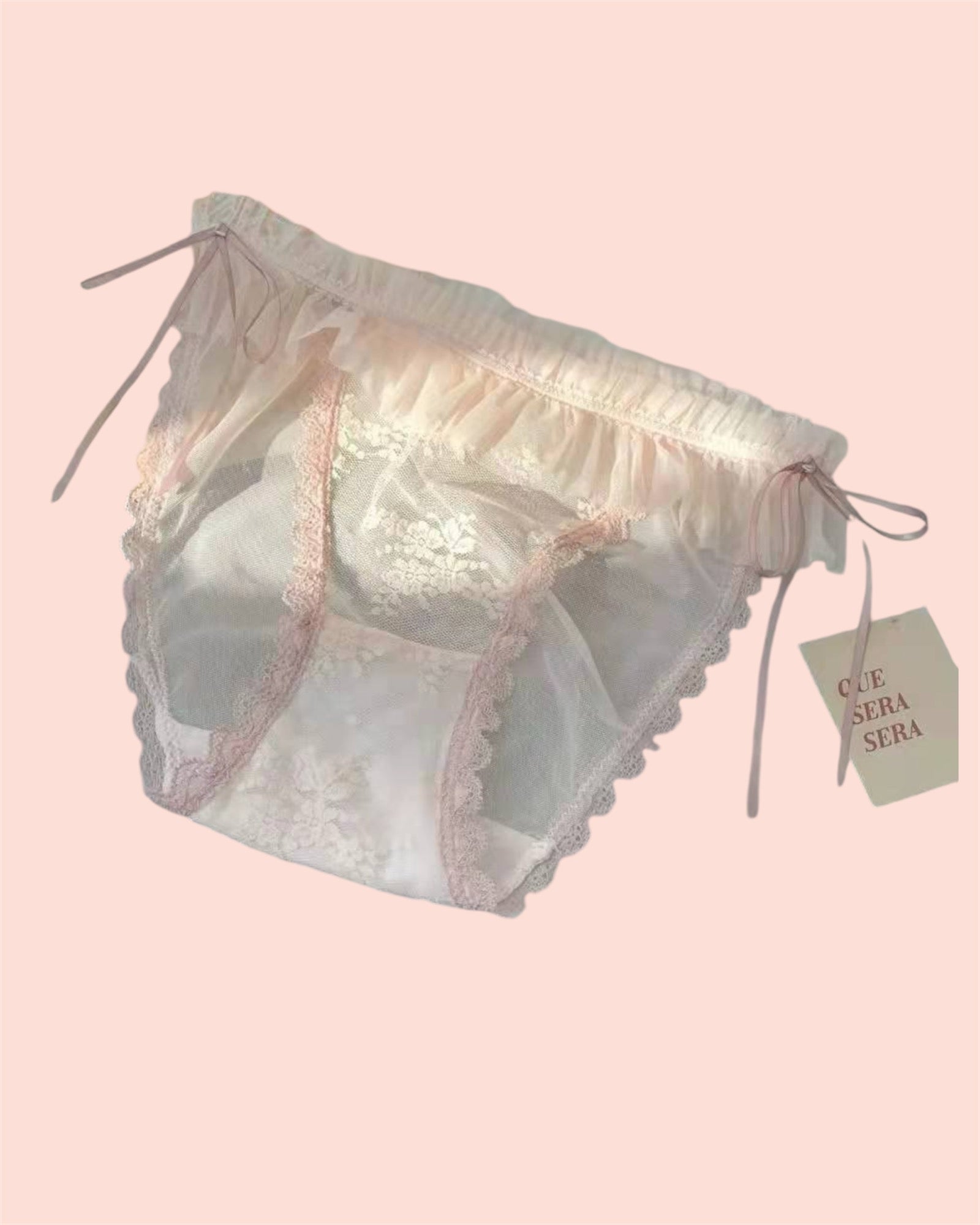 Milanblocks Coquette Ruffled Lace Panties with Bow Ties