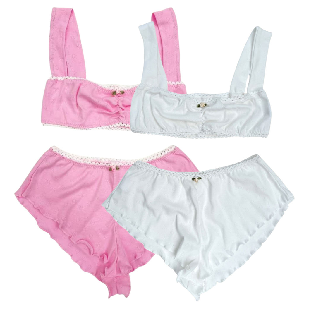 The Romantic pointelle cotton made matching bralette set