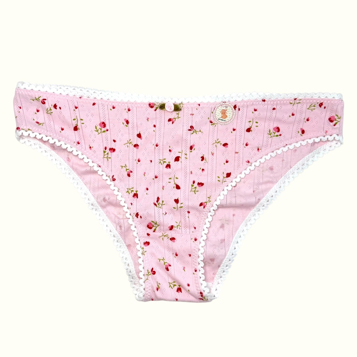 Milanblocks Soft Girl Cotton Panties pointella Cute Floral Pastel Lace Trim Briefs Panty