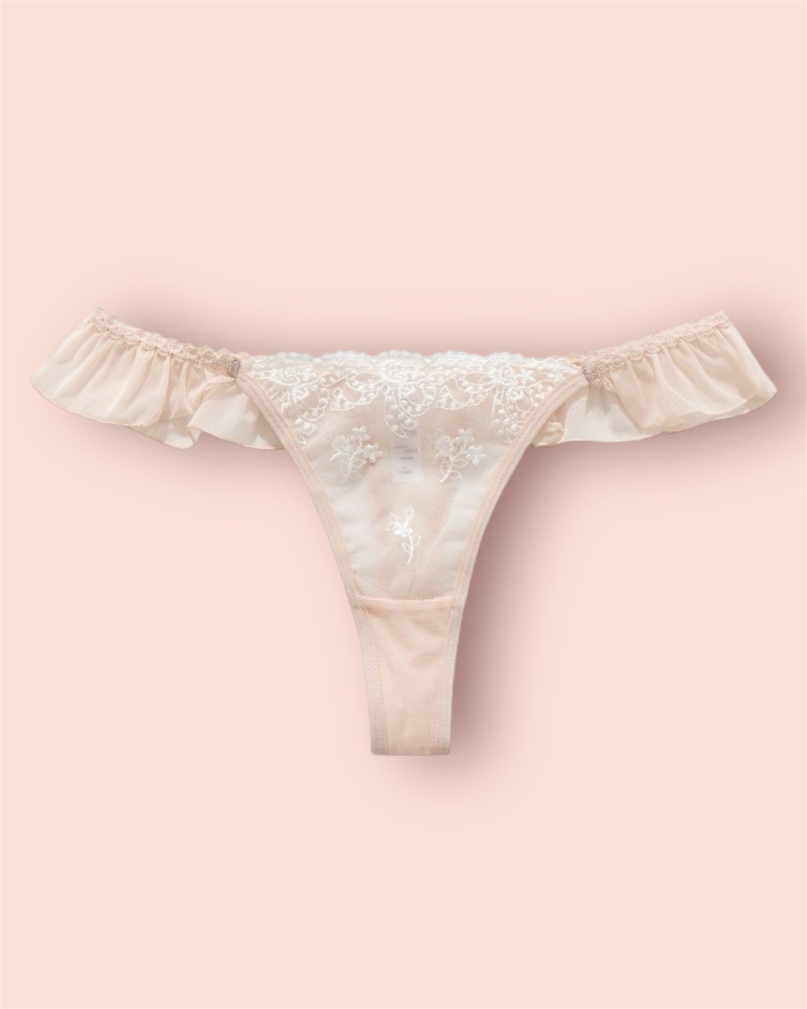 Milanblocks Coquette Lace Thong with Ruffled Edges