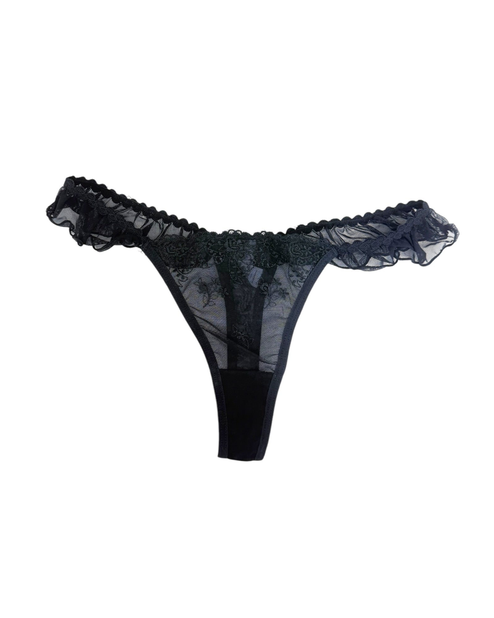 Milanblocks Coquette Lace Thong with Ruffled Edges