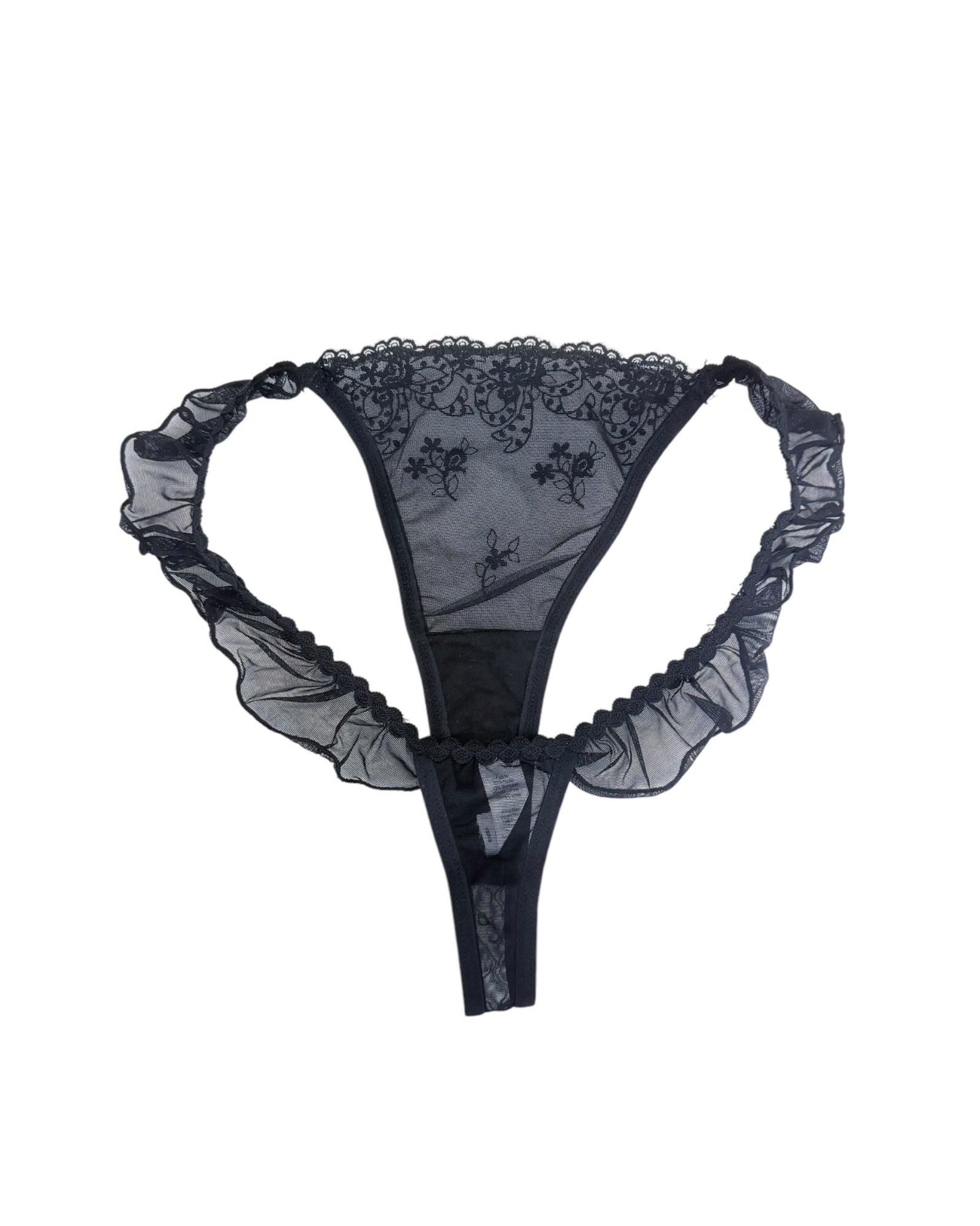 Milanblocks Coquette Lace Thong with Ruffled Edges