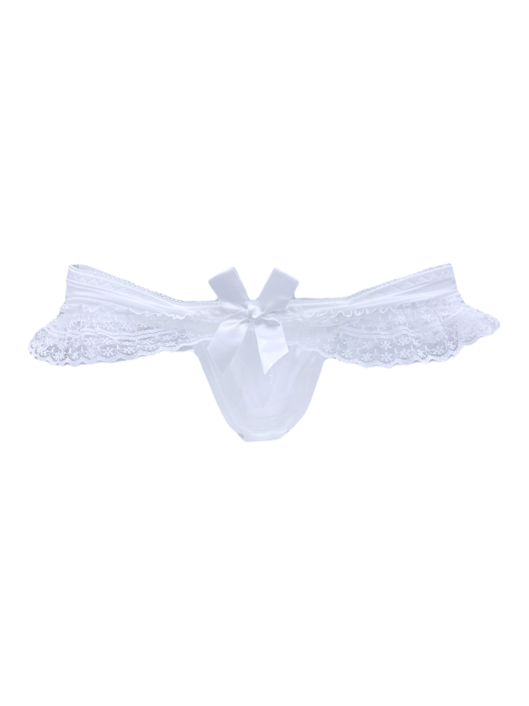 Milanblocks Elegant Ruffled Lace Panties with Satin Bow Accent
