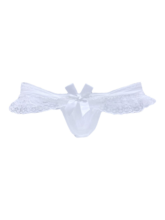 Milanblocks Elegant Ruffled Lace Panties with Satin Bow Accent