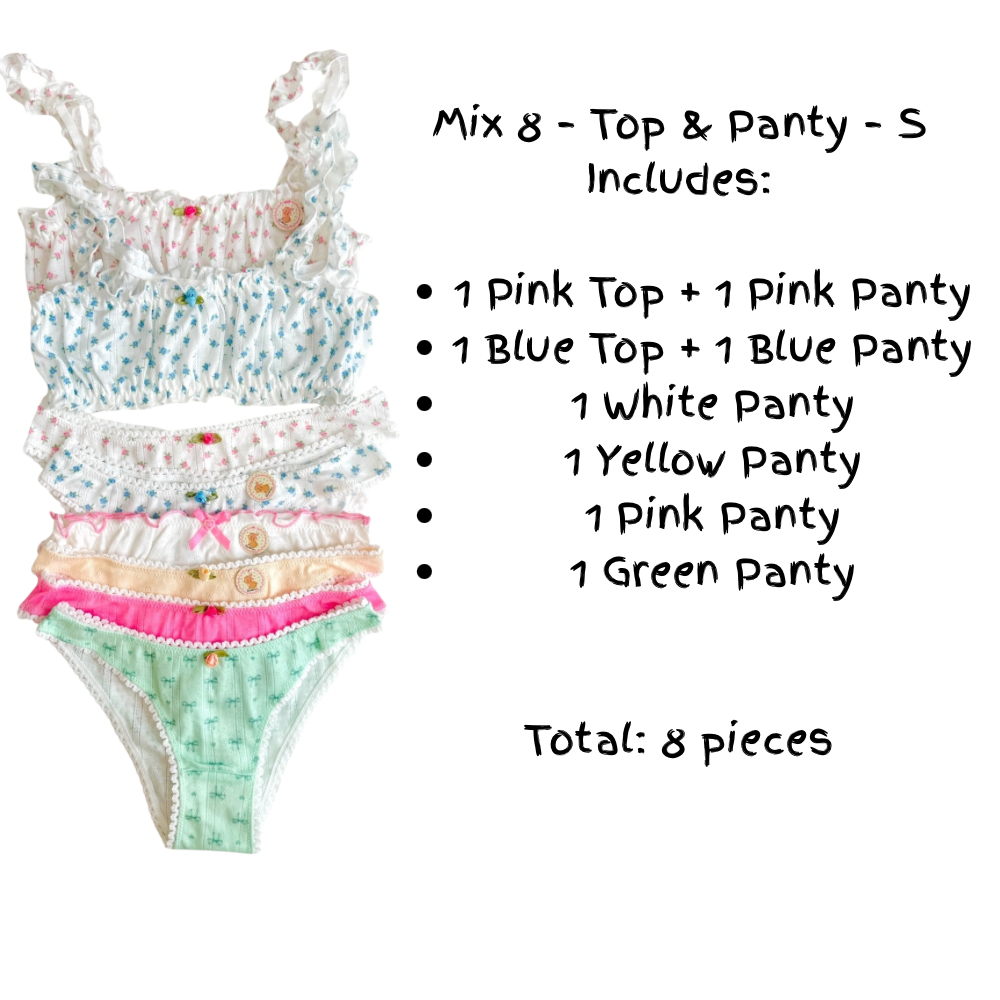 Milanblocks Petite Bundle Cotton Pointelle Sweet Blossom Coquette Lingerie Set