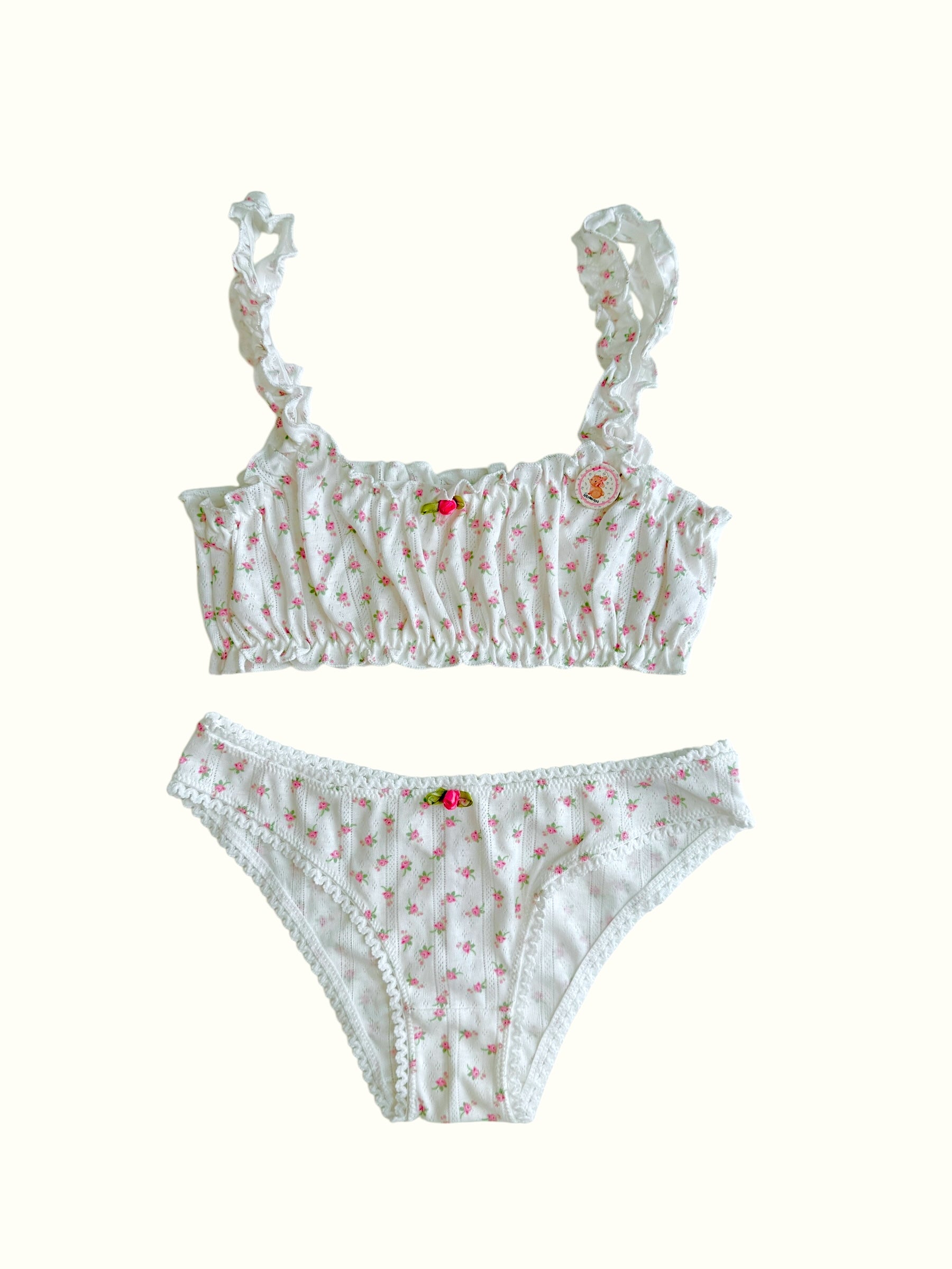Milanblocks Petite Bundle Cotton Pointelle Sweet Blossom Coquette Lingerie Set