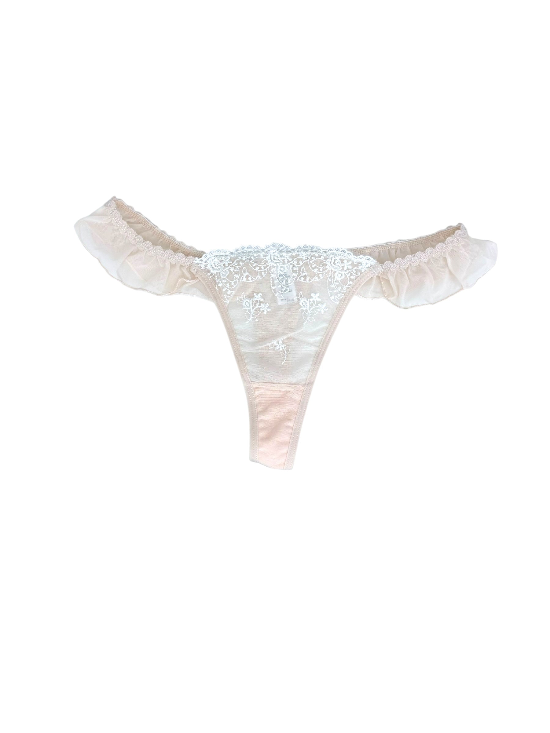 Milanblocks Coquette Lace Thong with Ruffled Edges