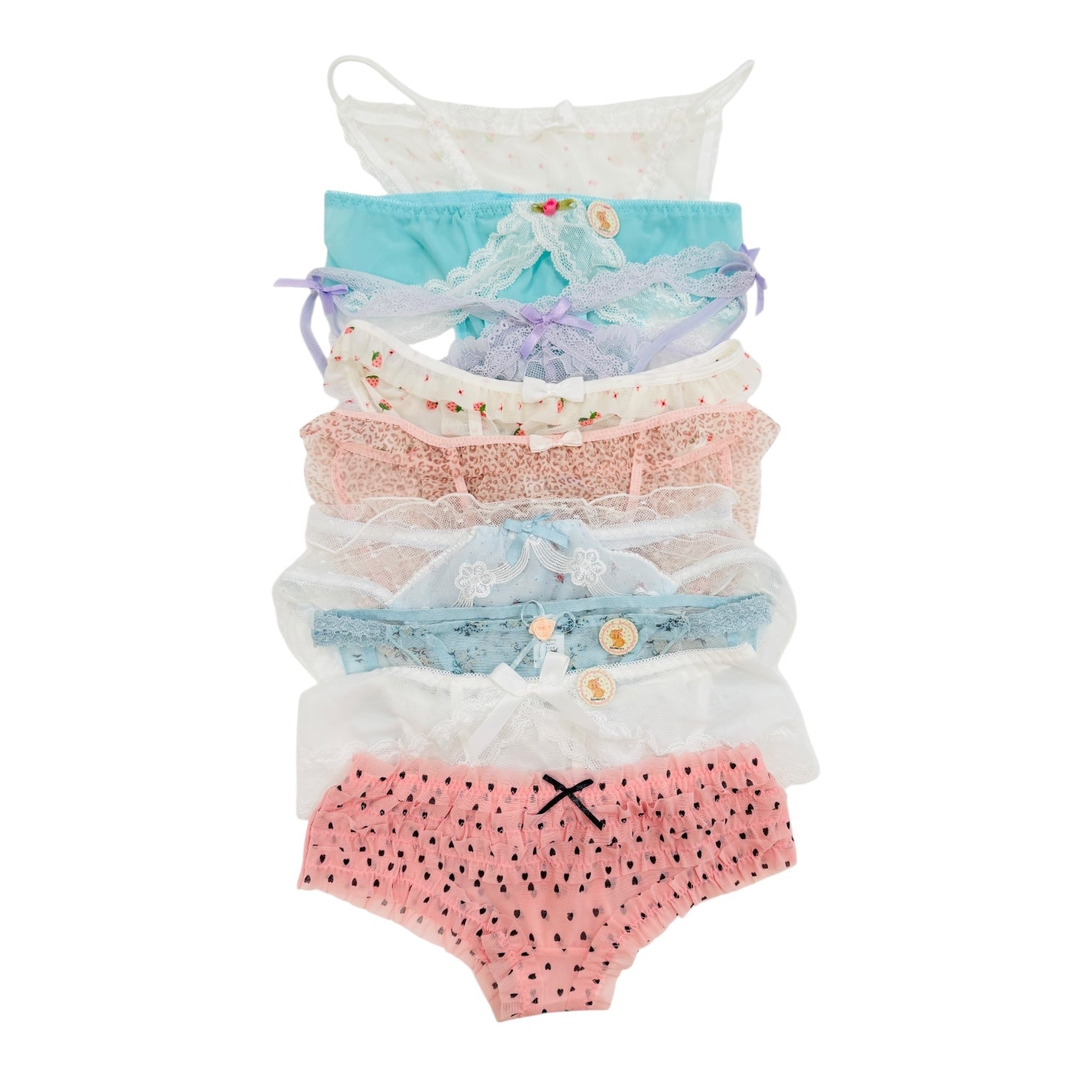 Milanblocks Petite Size Coquette style lace bow panties Floral Sweet Cute Polka Dot Polka Dot Sexy Mesh Underwear fall underwear Womenswear Soft Lingerie