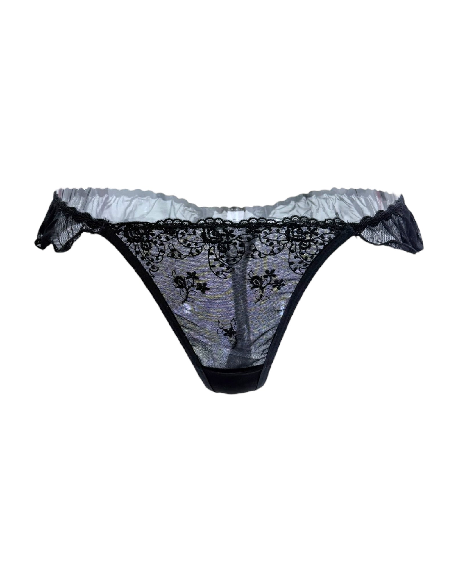 Milanblocks Coquette Lace Thong with Ruffled Edges