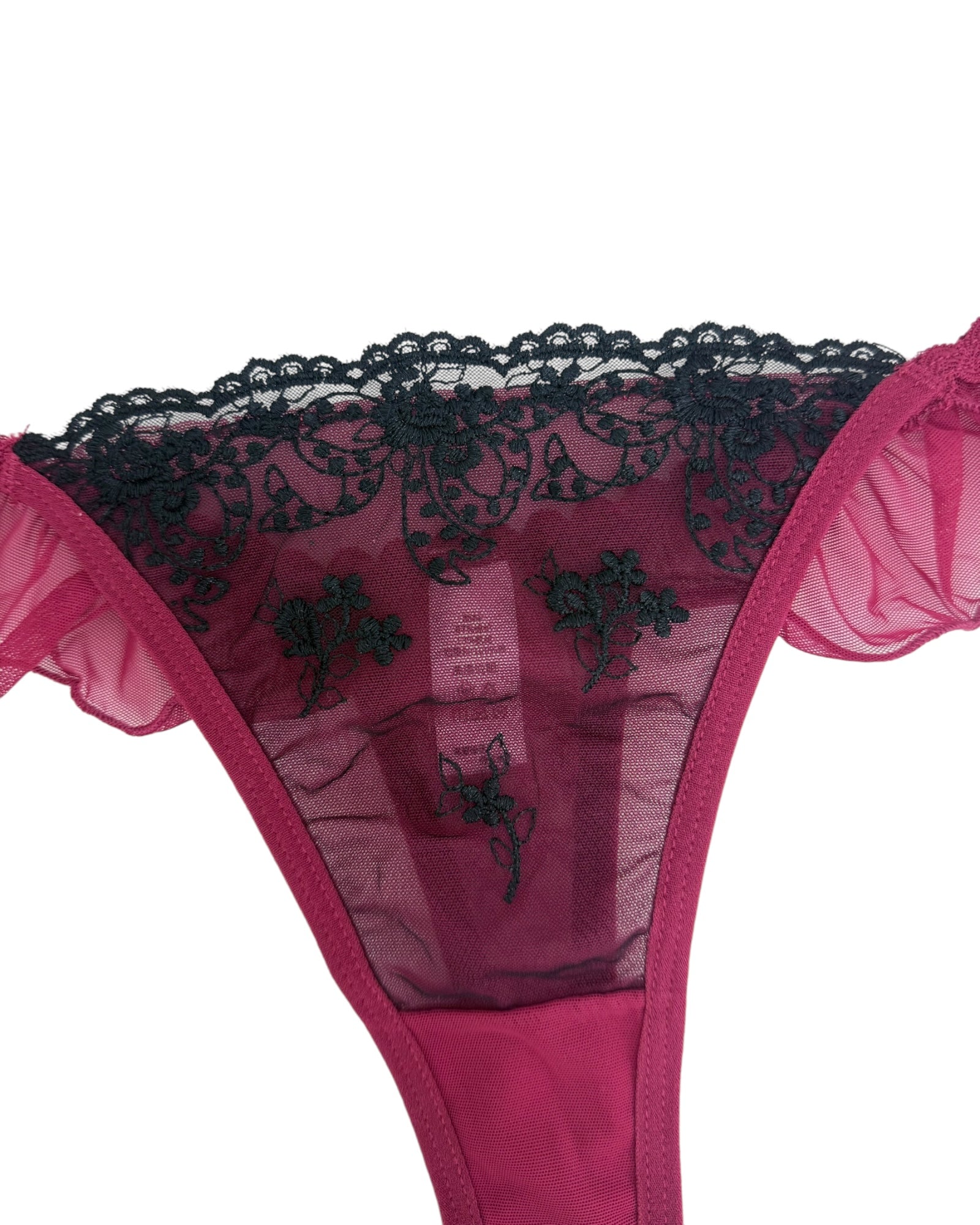 Milanblocks Coquette Lace Thong with Ruffled Edges