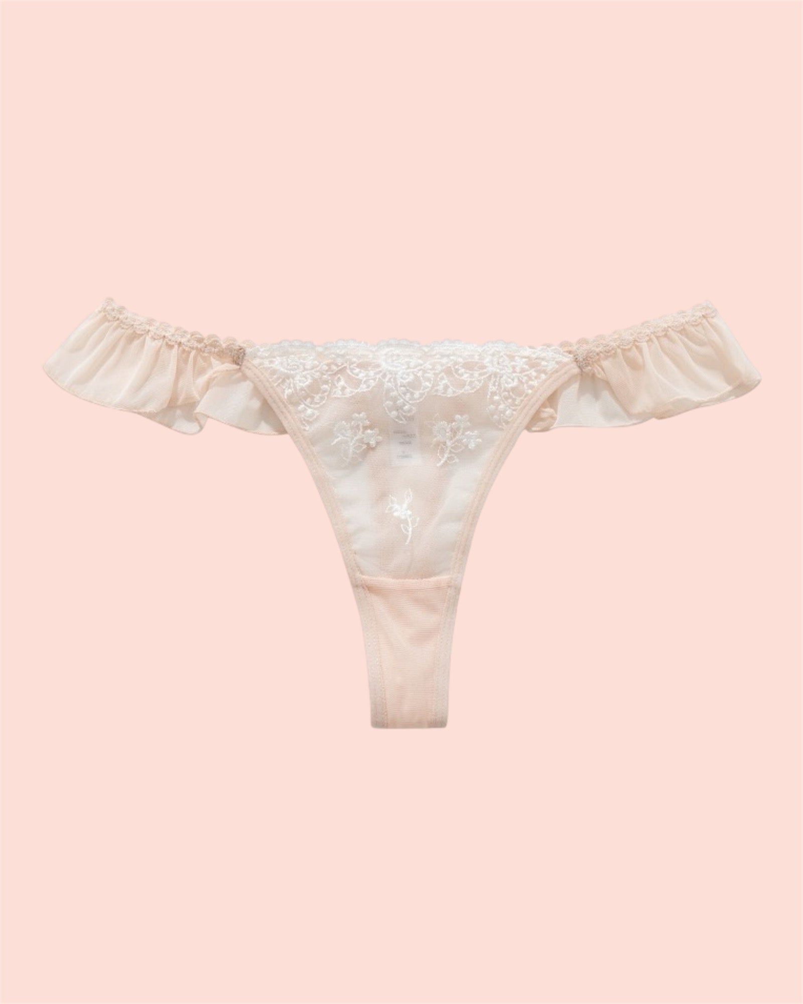 Milanblocks Coquette Lace Thong with Ruffled Edges
