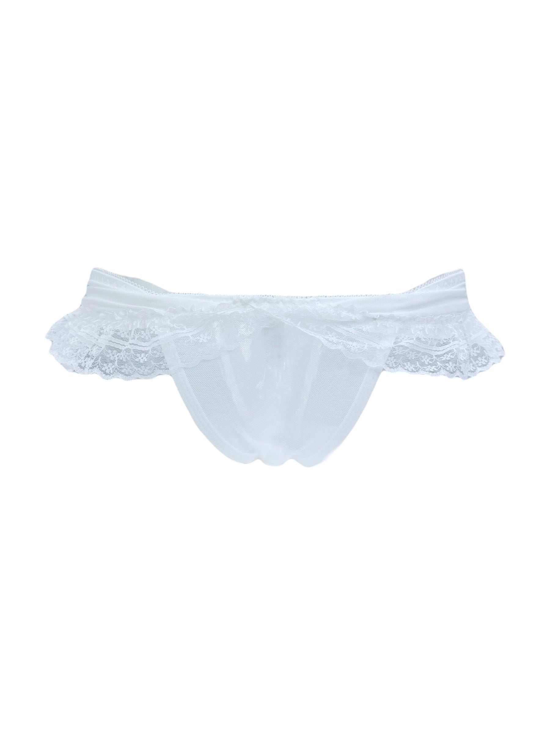 Milanblocks Elegant Ruffled Lace Panties with Satin Bow Accent