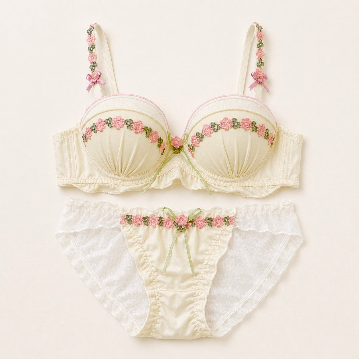 Milanblocks Women's 2-Piece Soft Girl Coquette Lace Bra and Panty Set - Y2K Floral Lingerie (Copy)