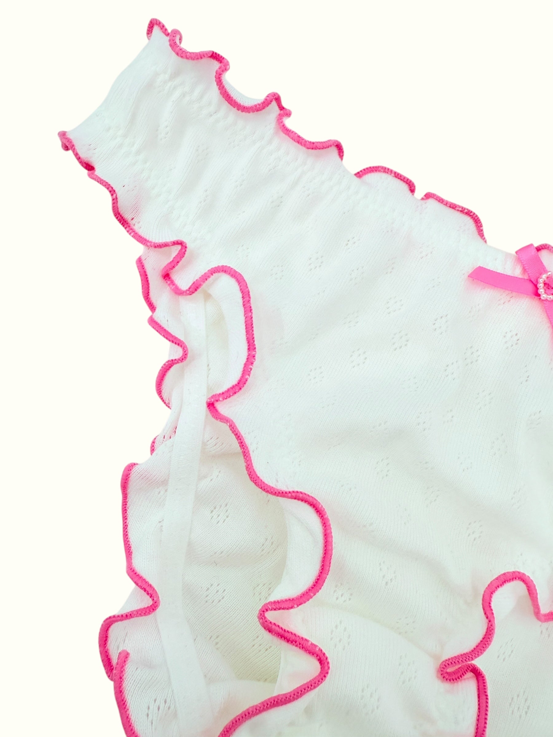 Milanblocks Romantic Cotton Undie with Vintage-Style Ruching and Lettuce Edging Panty