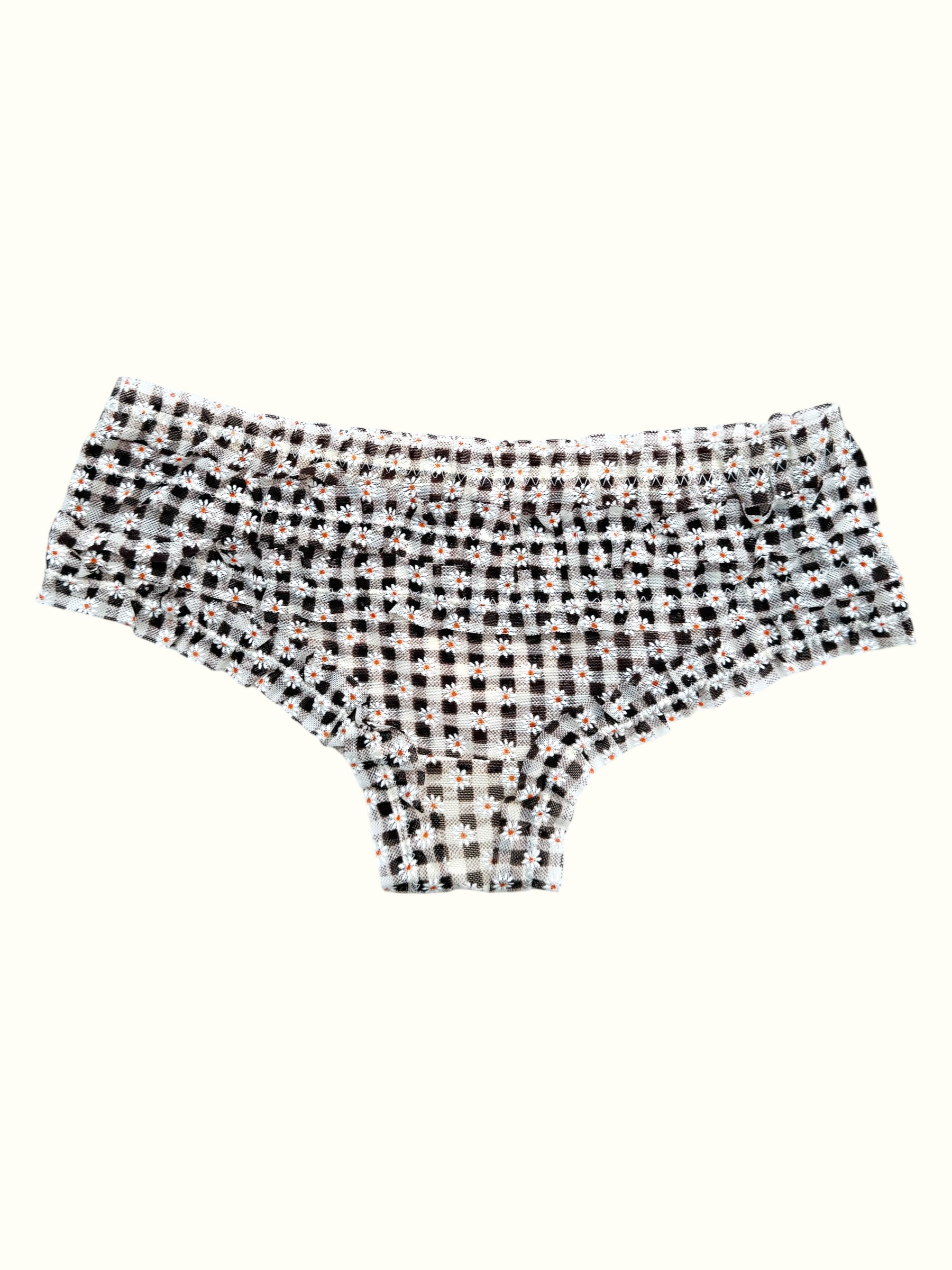 Milanblocks Vintage Style Gingham Daisy Ruffle Panties