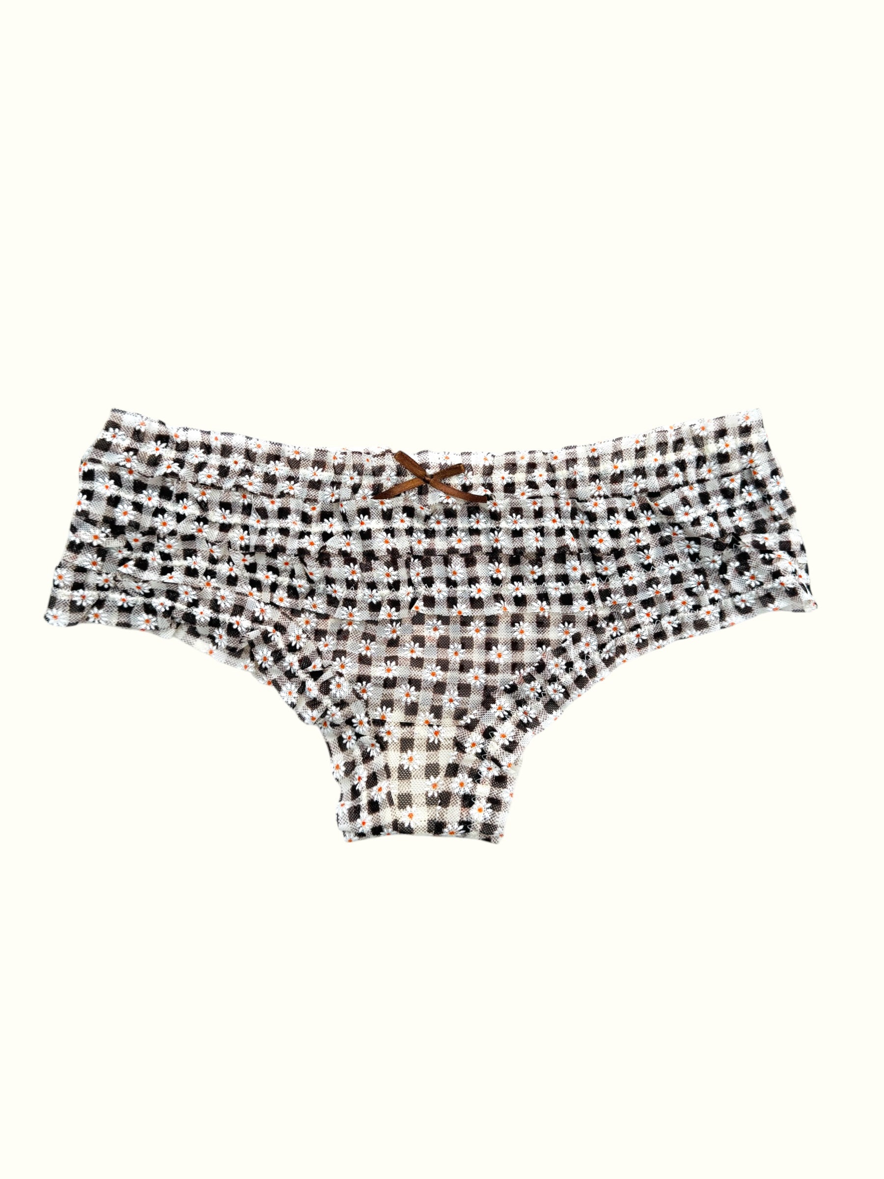 Milanblocks Vintage Style Gingham Daisy Ruffle Panties