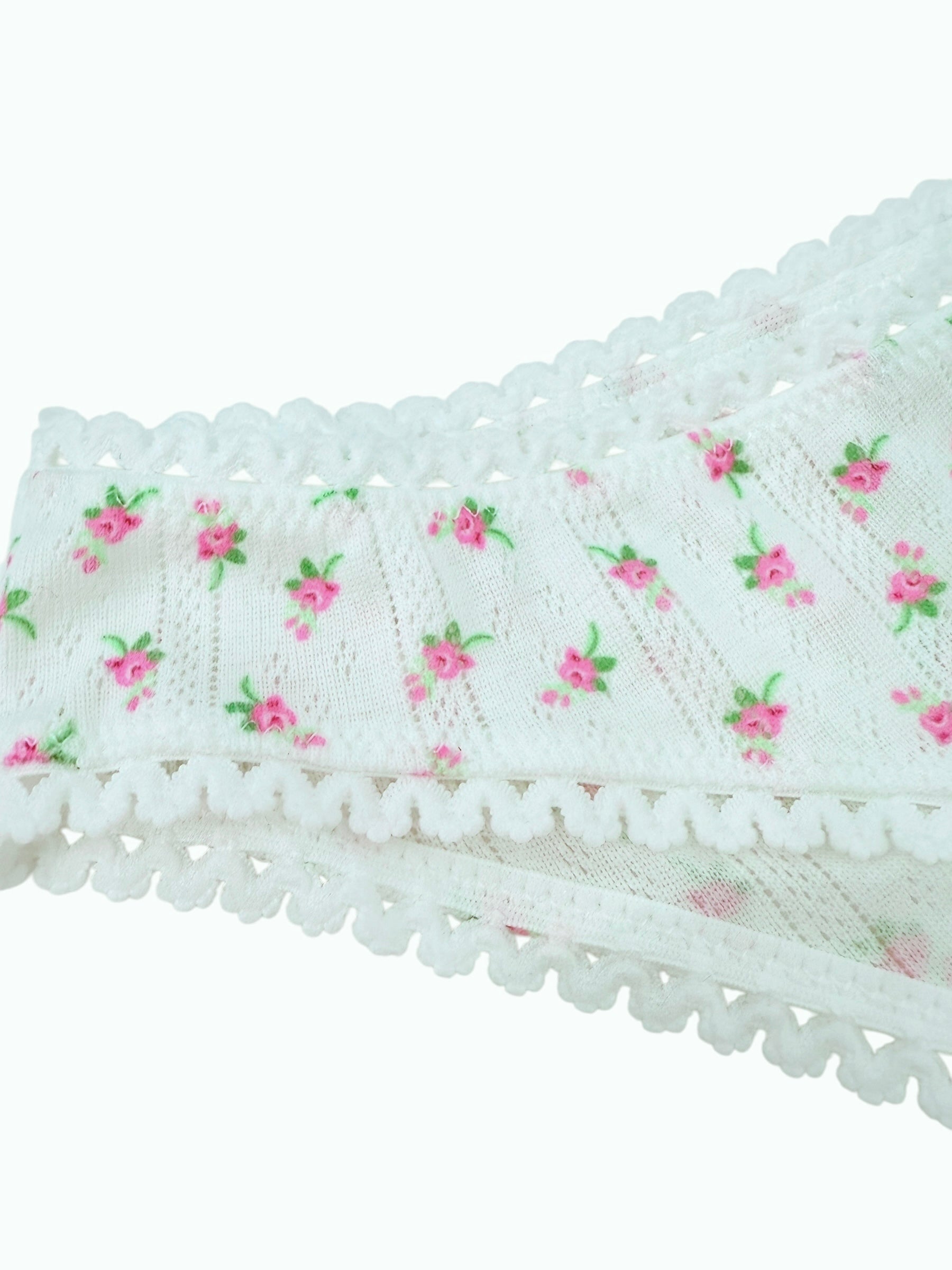 Milanblocks French Romantic pointelle cotton made matching bralette set