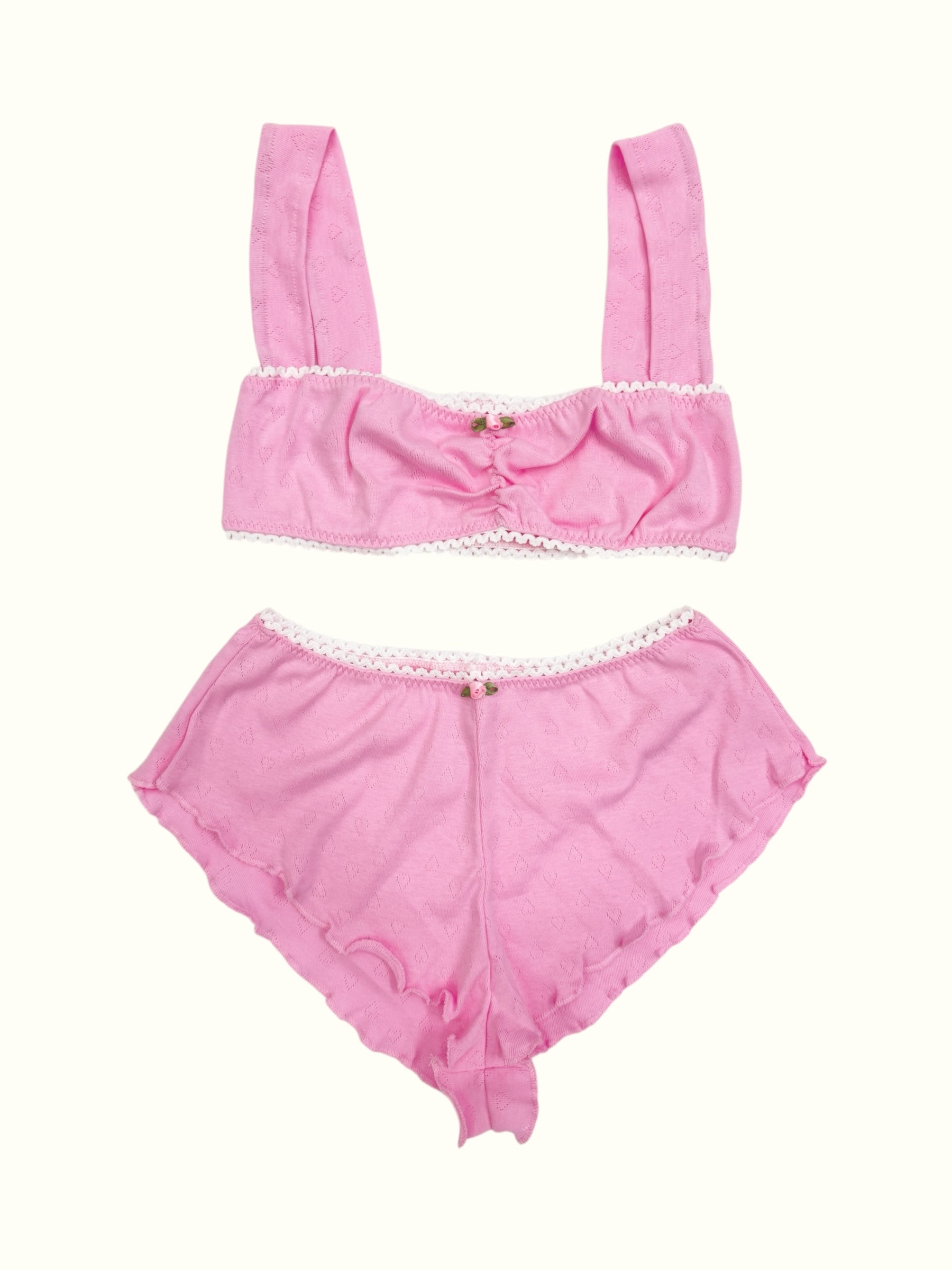 Milanblocks The Romantic pointelle cotton made matching bralette set