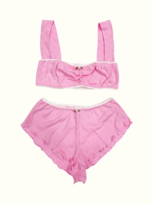 Milanblocks The Romantic pointelle cotton made matching bralette set