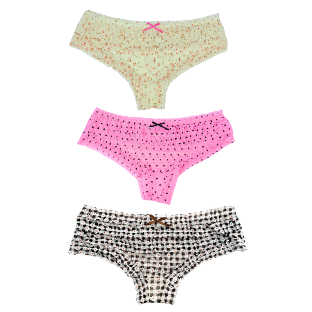 Vintage Style Gingham Daisy Ruffle Panties