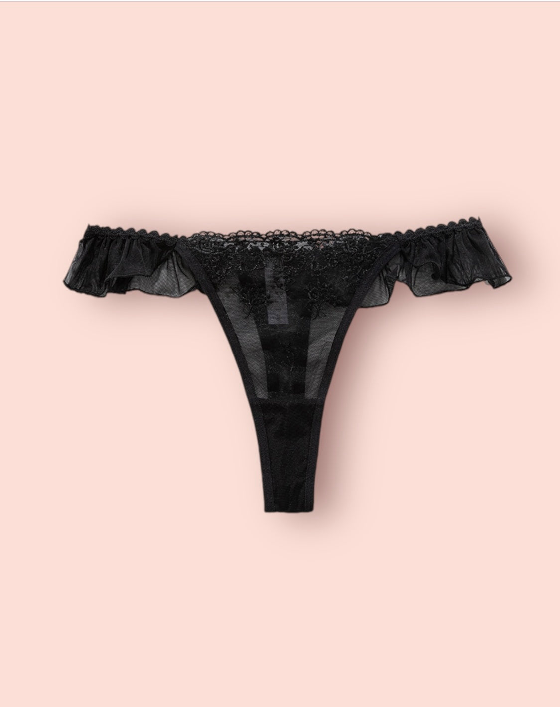 Milanblocks Coquette Lace Thong with Ruffled Edges
