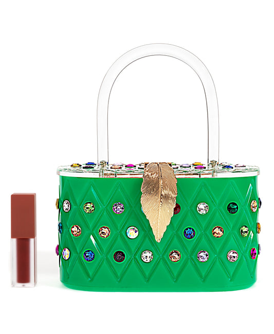 Womens Emerald Rainbow  Top Handle Clutch Bag
