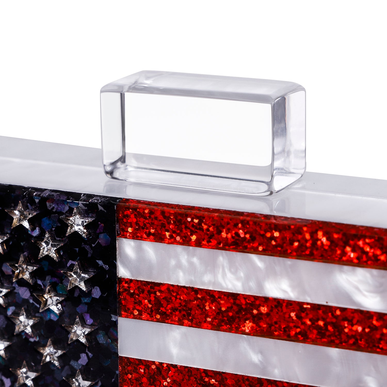 Glitter American Flag White Pearl Clutch Purse-Handbags & Purses - MILANBLOCKS