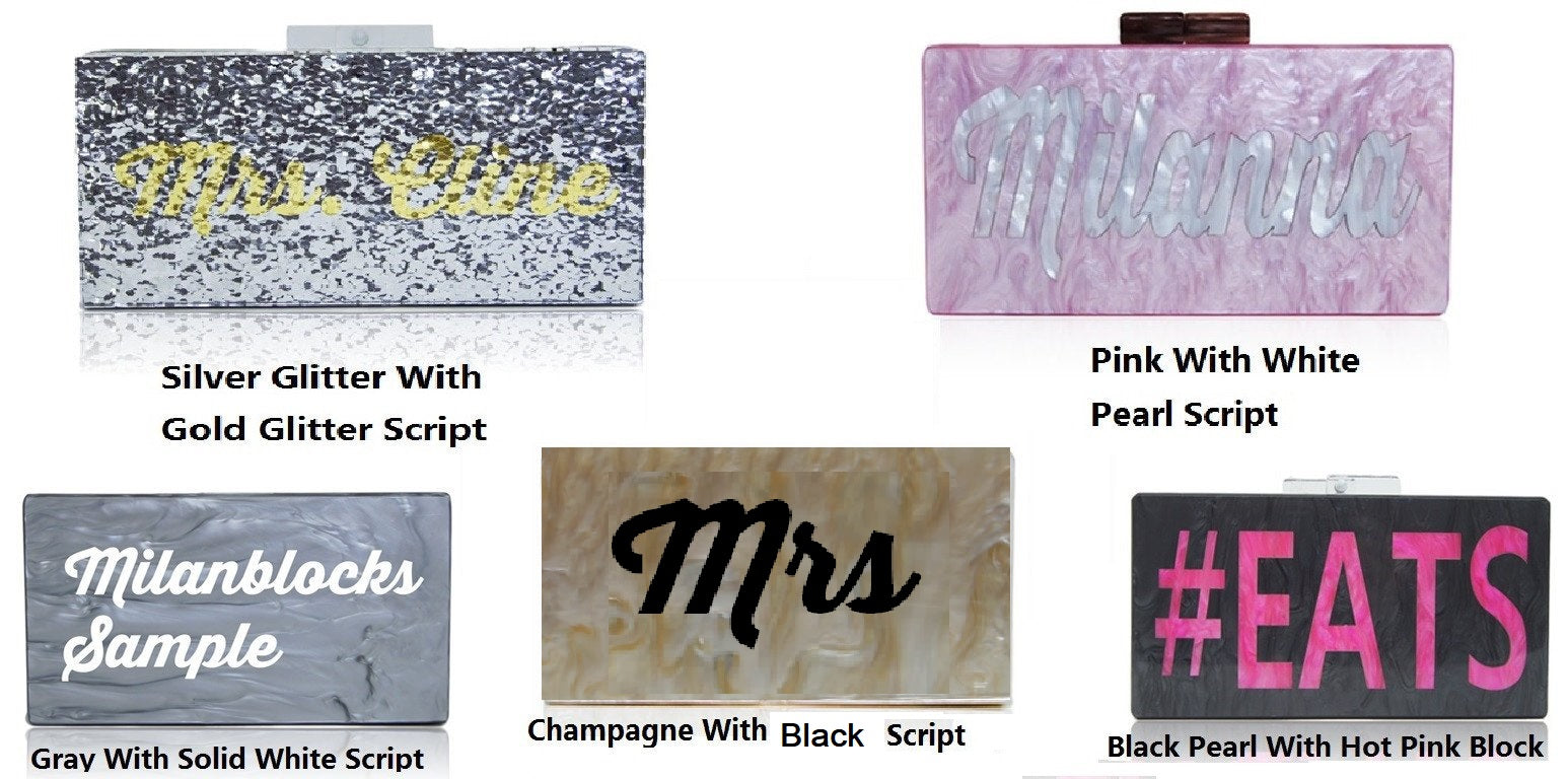 Personalized Name Acrylic Box Clutch-Medium Size-Handbags & Purses - MILANBLOCKS