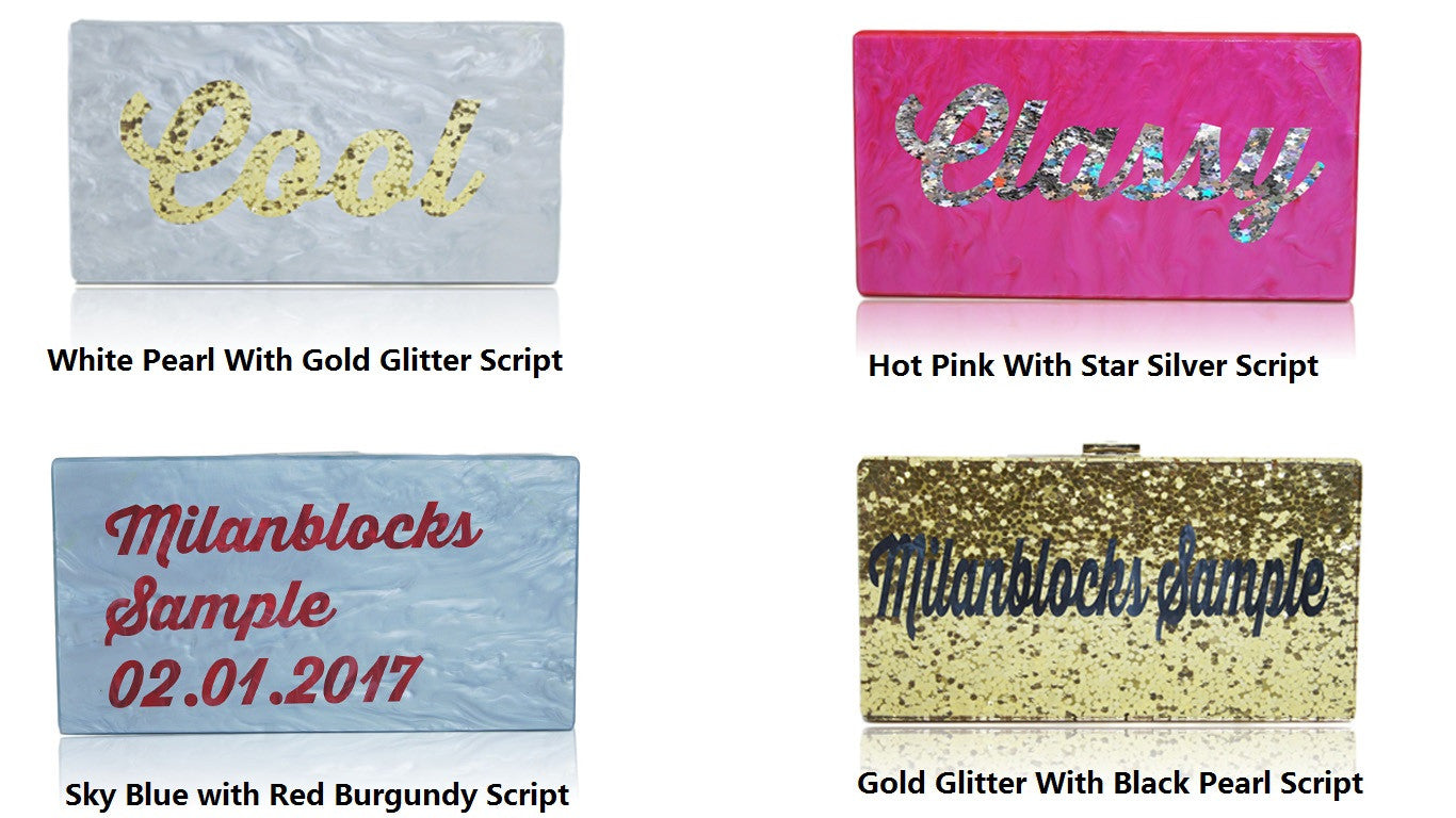 Personalized Name Acrylic Box Clutch-Medium Size-Handbags & Purses - MILANBLOCKS