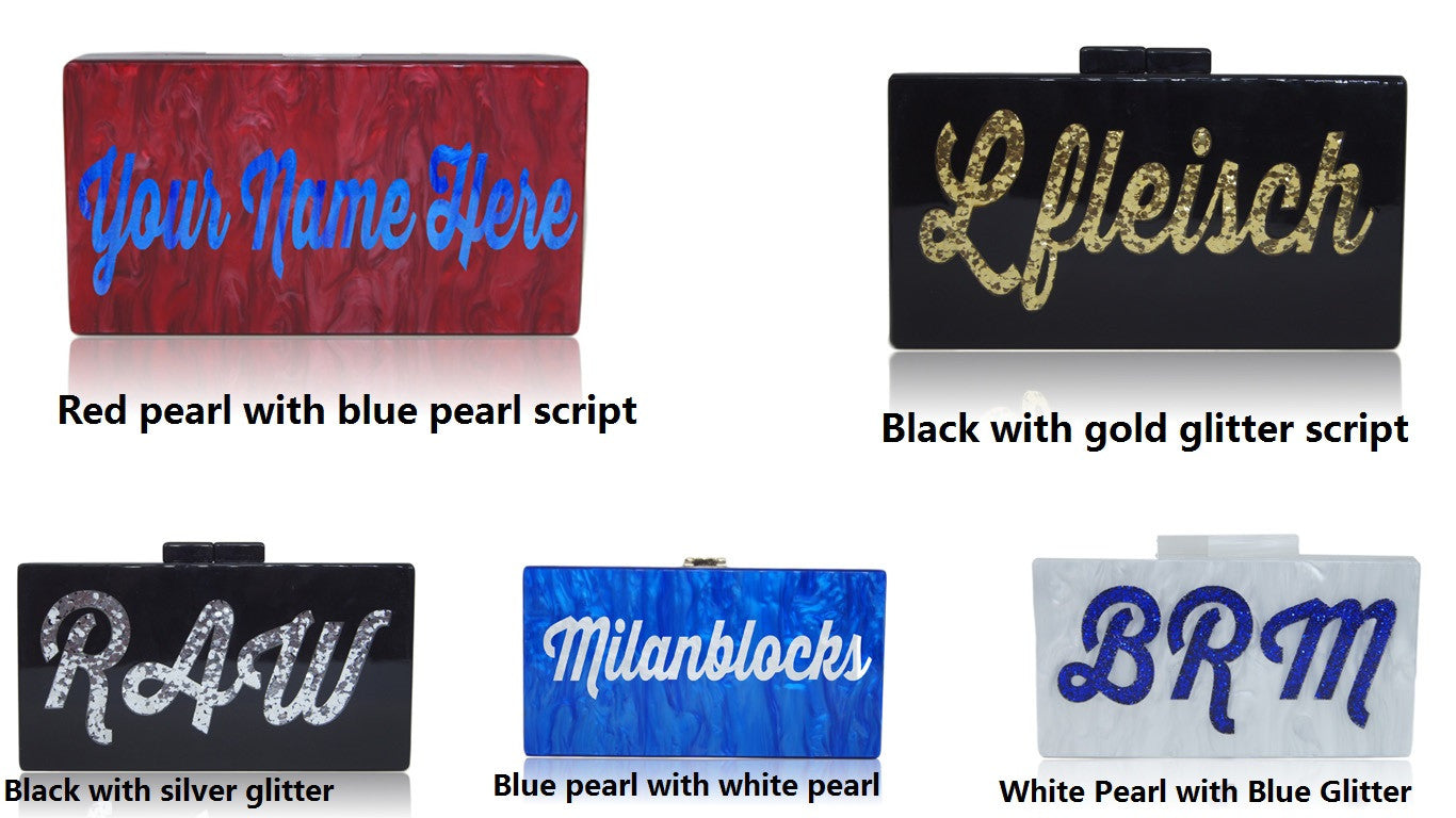Personalized Name Acrylic Box Clutch-Medium Size-Handbags & Purses - MILANBLOCKS