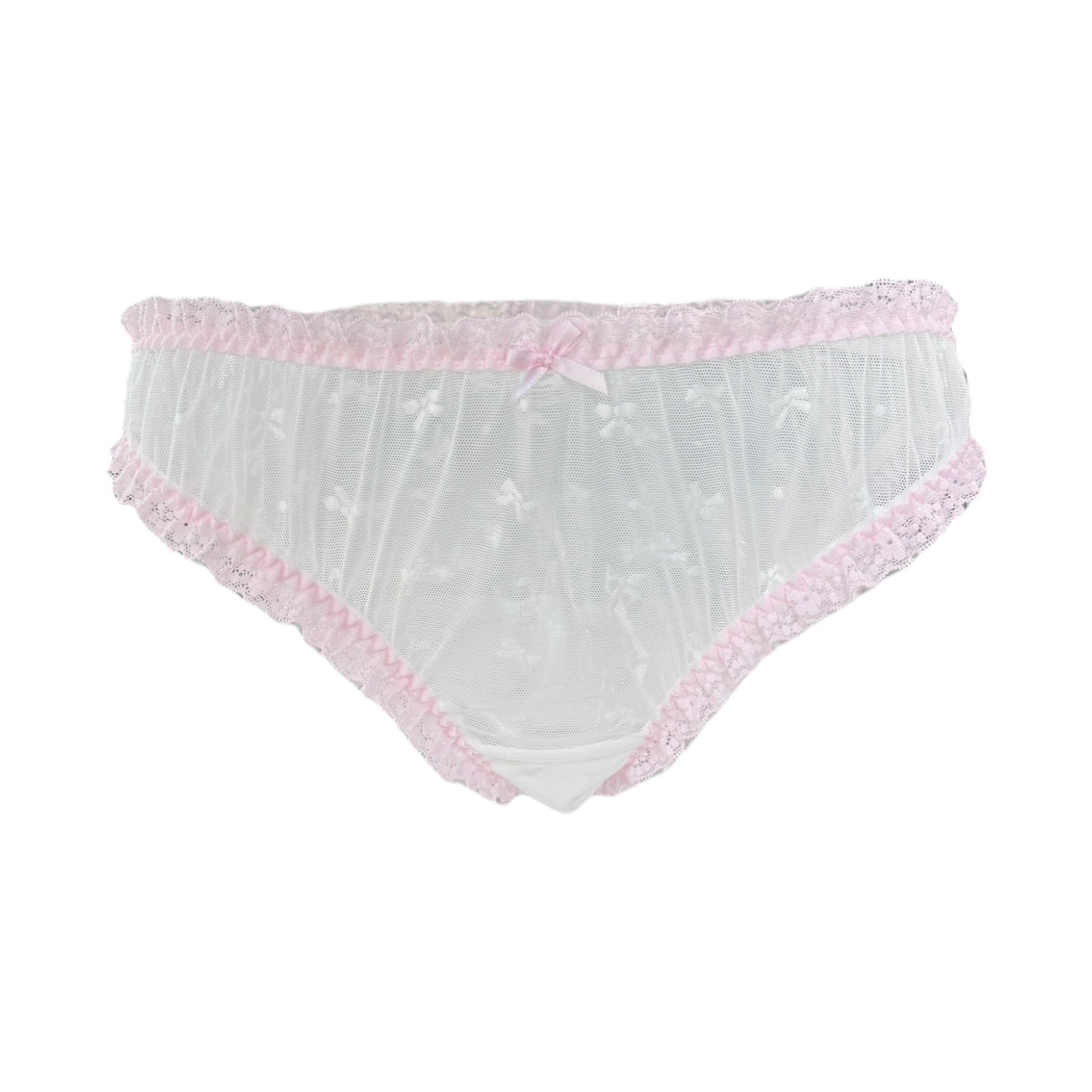 Sheer Lace Ruffle Panties – Bow Embroidery