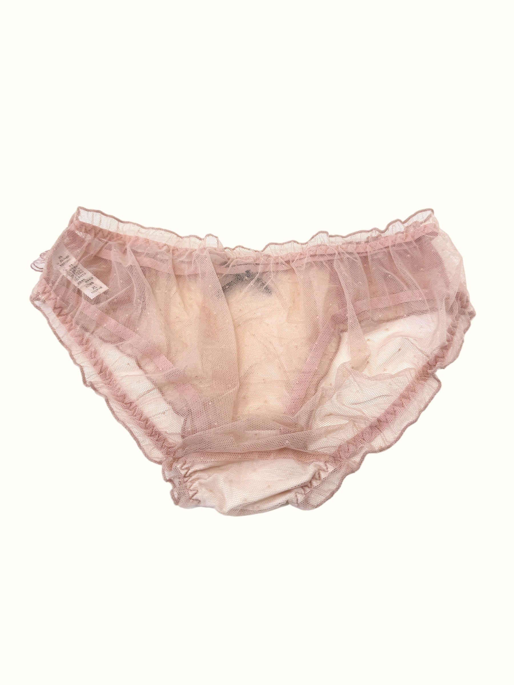 Sheer Mesh Ruffle Panties with Contrast Bow
