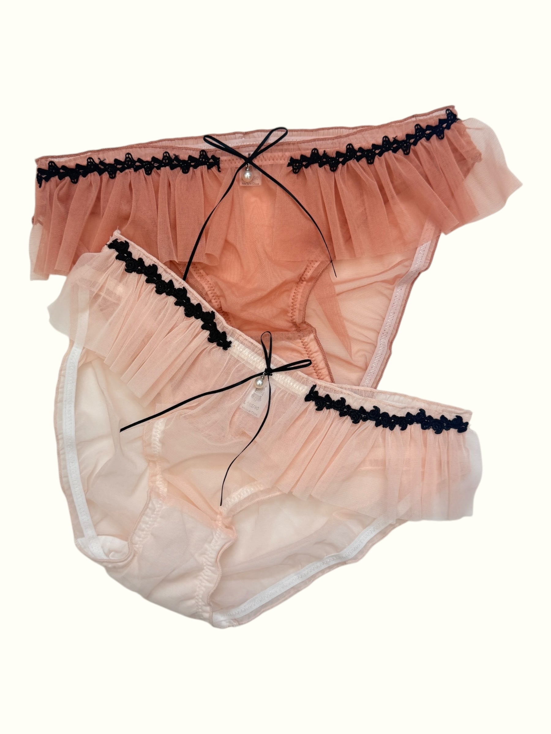 Tulle Ruffle Panties with Pearl Drop