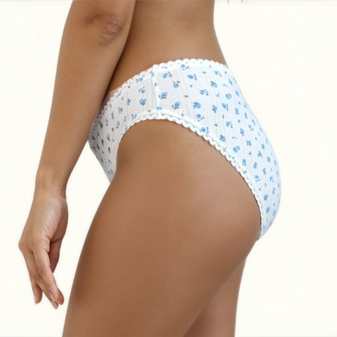 Milanblocks Soft Girl Cotton Panties pointella Cute Floral Pastel Lace Trim Briefs Panty