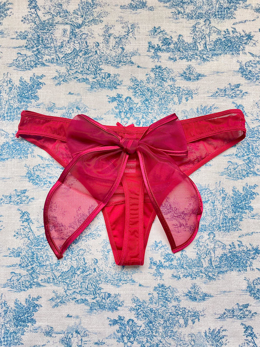 Red Mesh Bow Panty