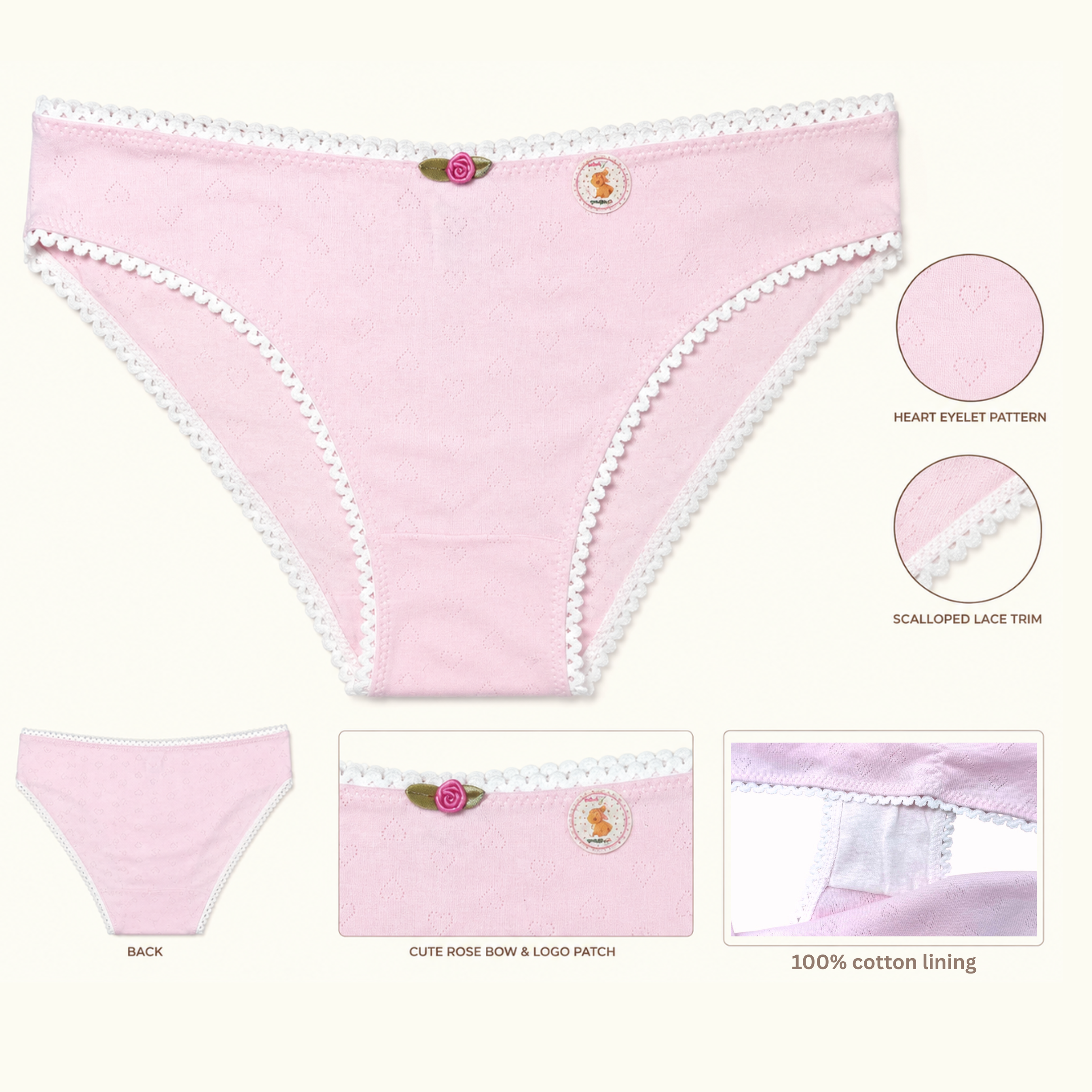 2 Cotton Set + 5 Panty Bundle Soft Girl Pointelle Set