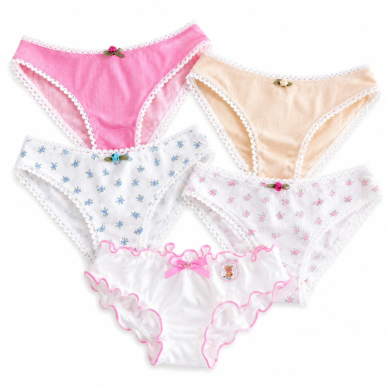 Milanblocks Petite Bundle Cotton Pointelle Sweet Blossom Coquette Lingerie
