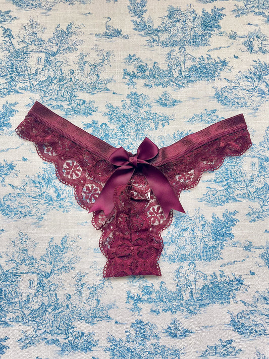 Maroon Lace Bow Panty