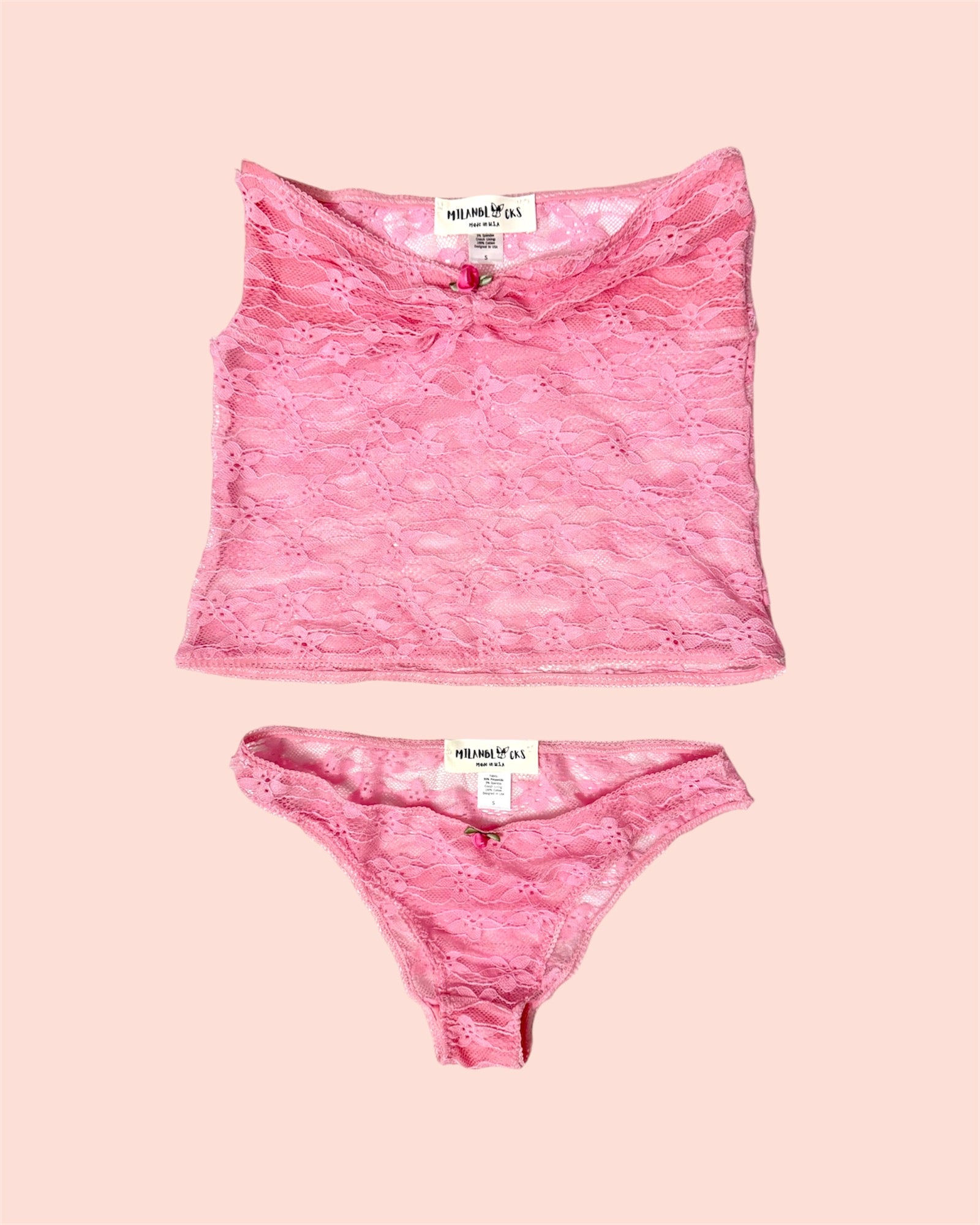 Pink Lace lingerie set sample