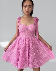 Enchanted Pink Rose Princess Bustier Dress: Royal Elegance