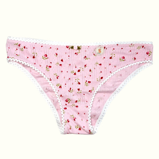 Milanblocks Soft Girl Cotton Panties pointella Cute Floral Pastel Lace Trim Briefs Panty