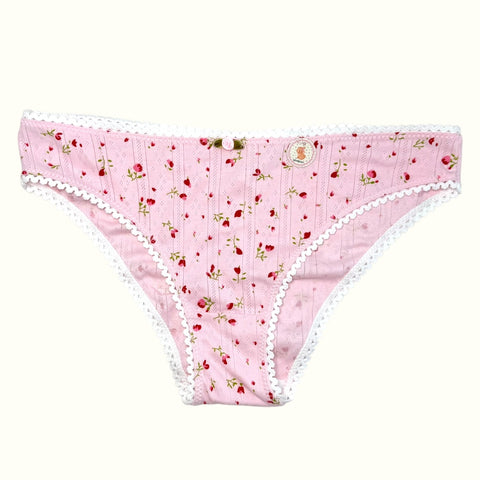 Milanblocks Soft Girl Cotton Panties pointella Cute Floral Pastel Lace Trim Briefs Panty
