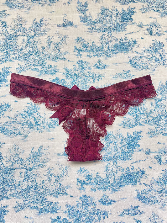 Maroon Lace Bow Panty