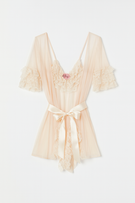 Milanblocks Coquette Princess-Style Beige Floral Bodysuit