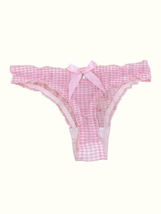Chic Houndstooth Lace Thong