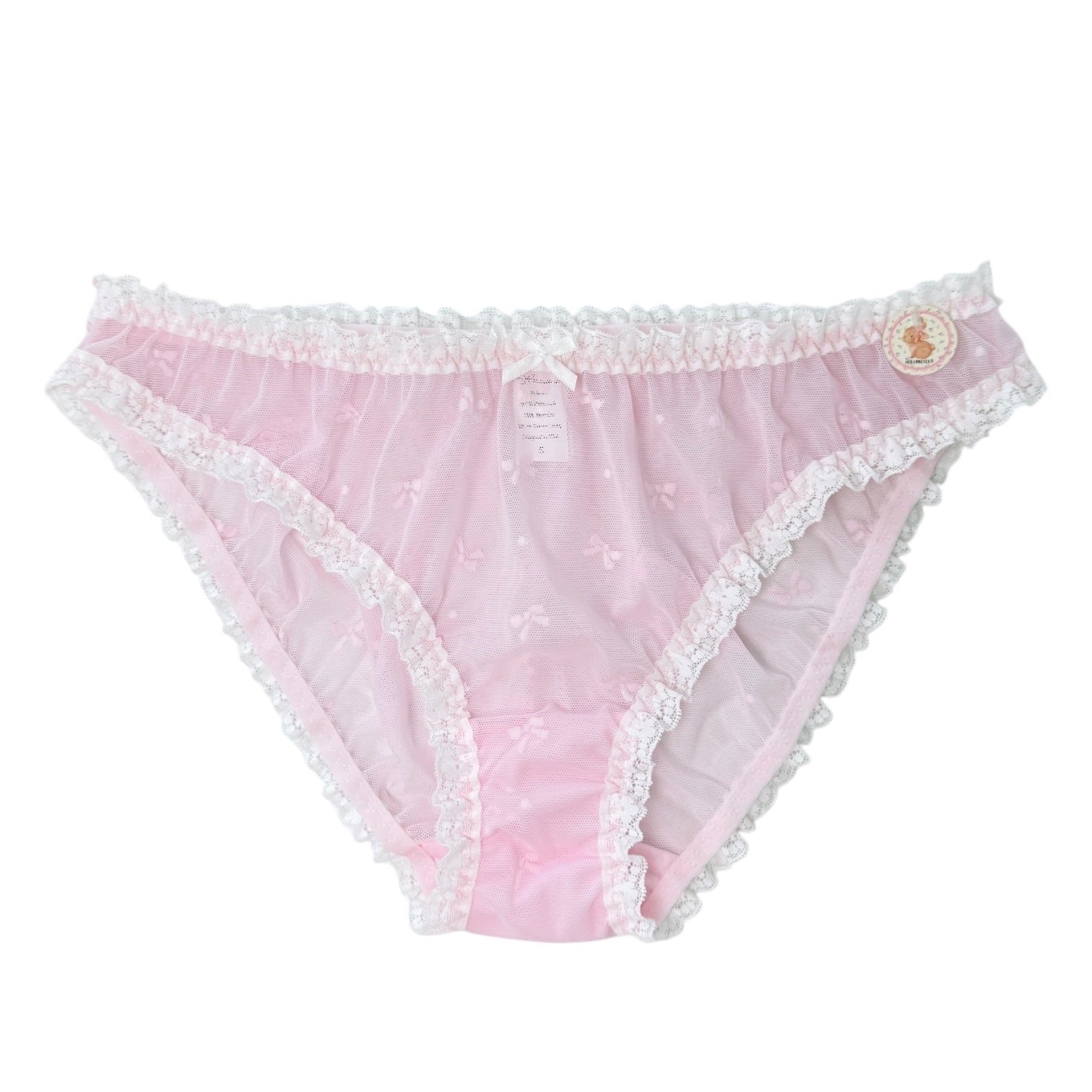 Sheer Lace Ruffle Panties – Bow Embroidery