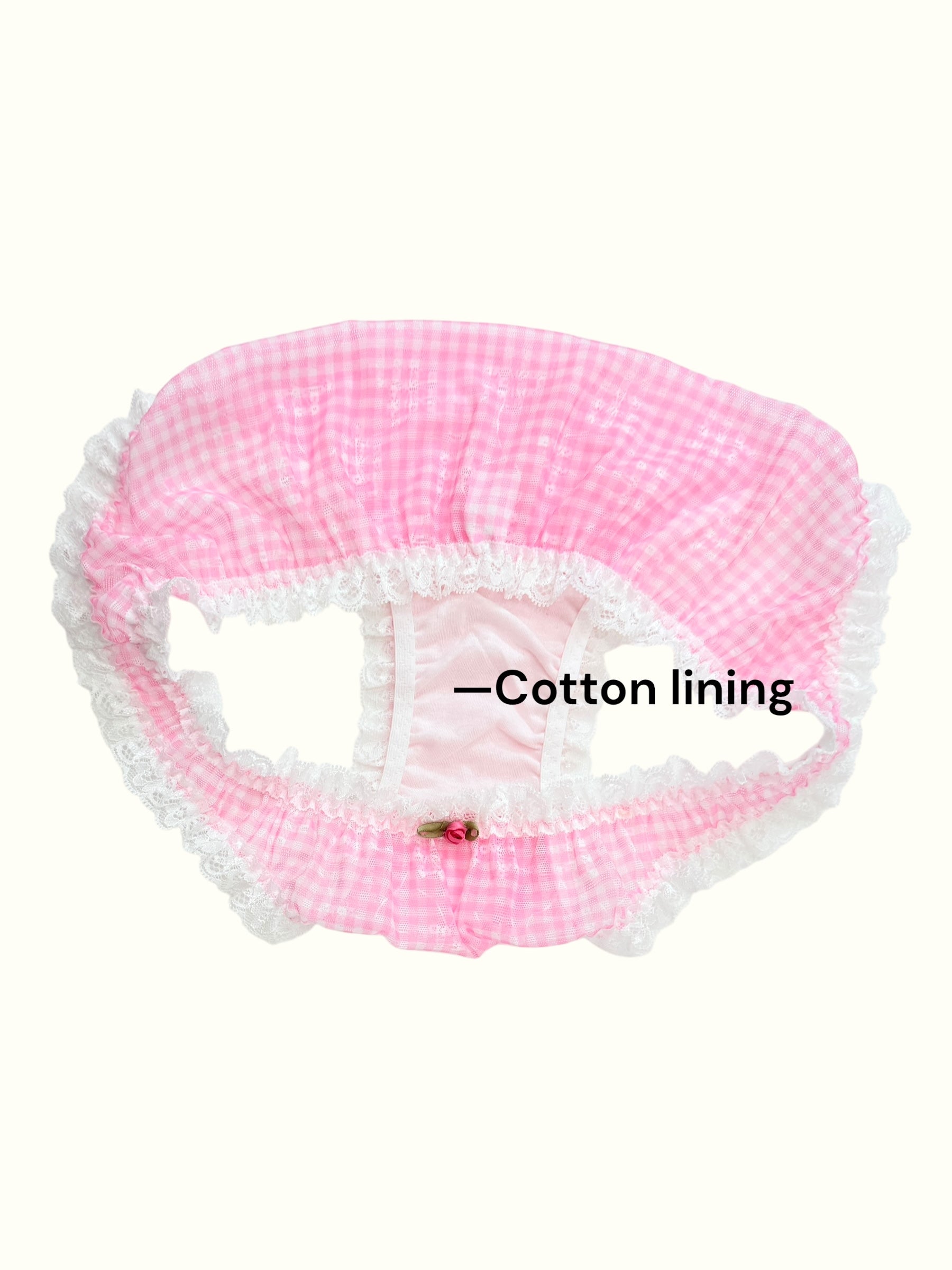 Pink Gingham Lace Trim Panty