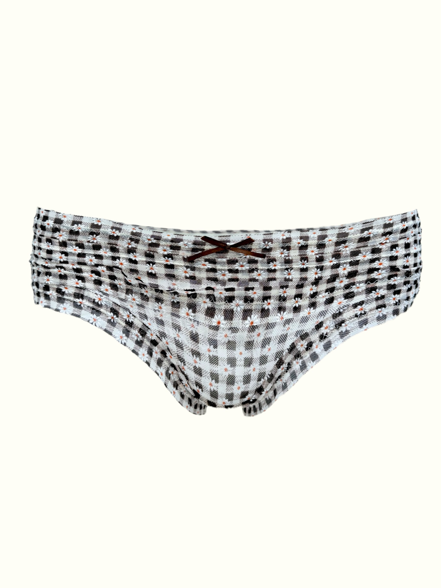 Vintage Style Gingham Daisy Ruffle Panties